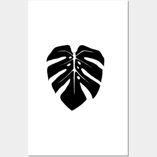 Black Monstera Leaf Posters and Art